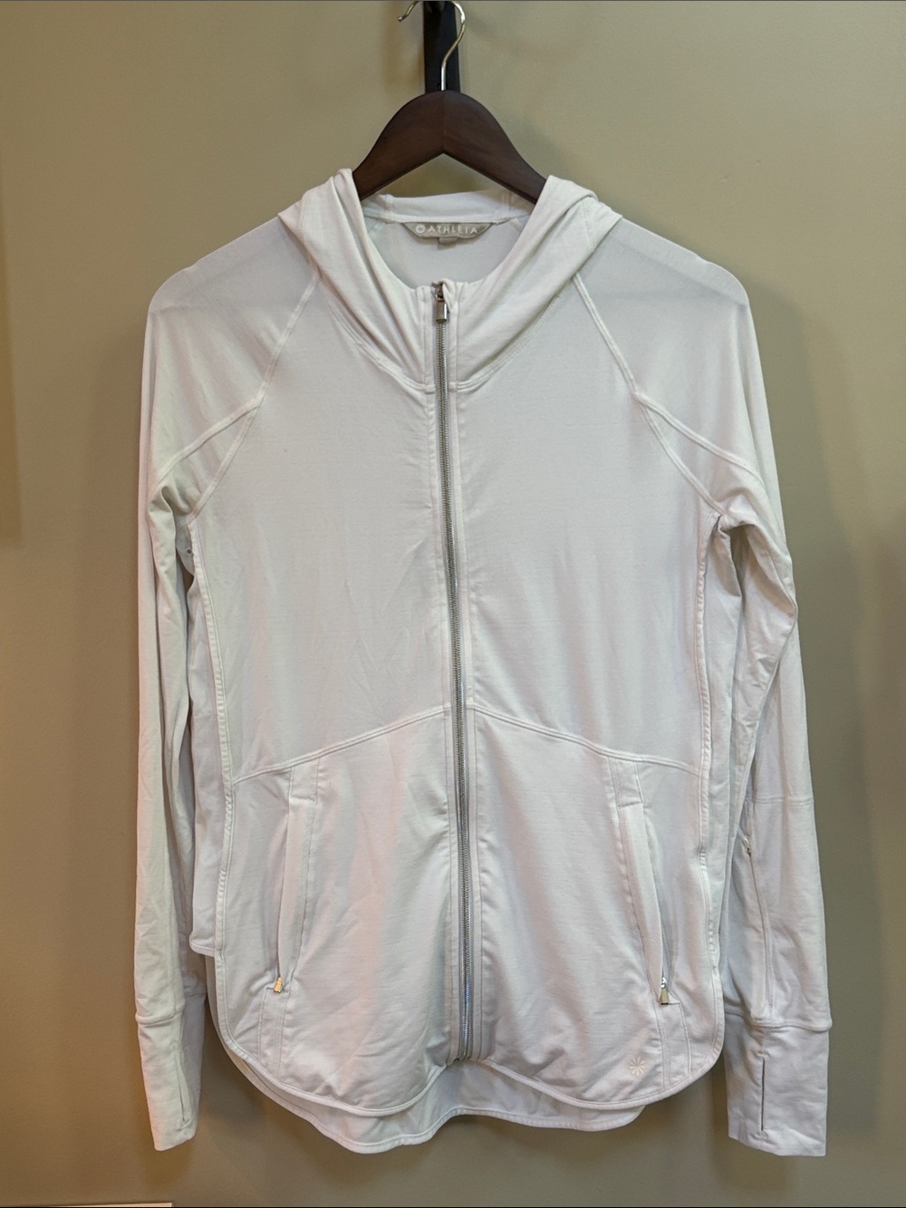 Athleta White Full-Zip Lightweight Hoodie